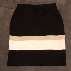 Black/tan/white Stretch pencil skirt